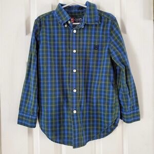 CHAPS Boys  plaid button down size small